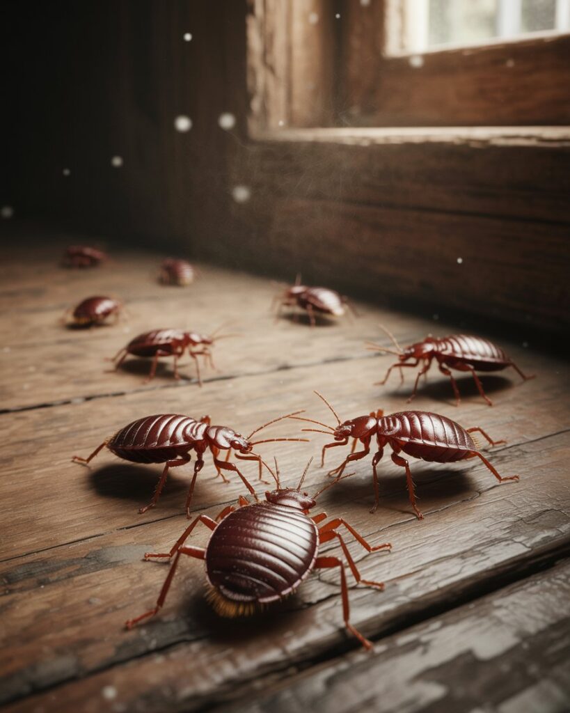 Close-up of a cockroach on kitchen floor a common household pest